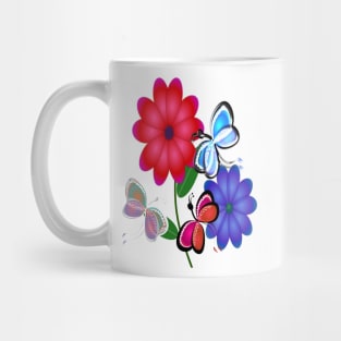 Abstract Butterflies with Flowers (Vintage Orange) Mug